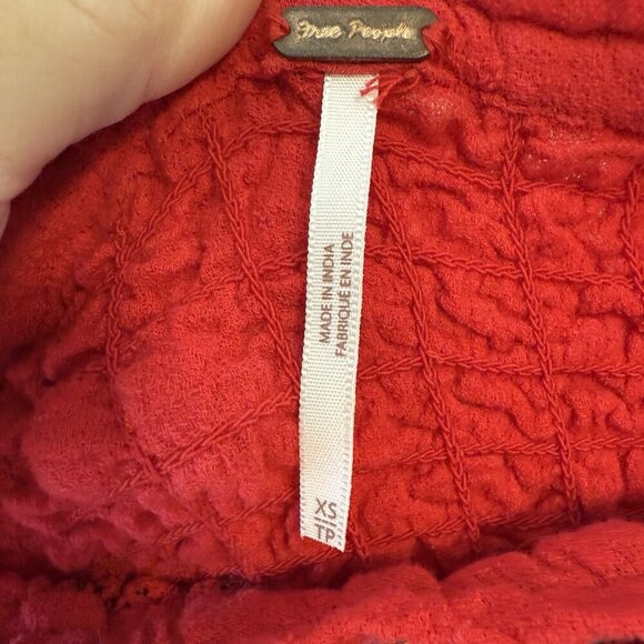 Free People Karan Strapless Smocked Jumpsuit Romper Red Size XS Boho Floral - Picture 7 of 15